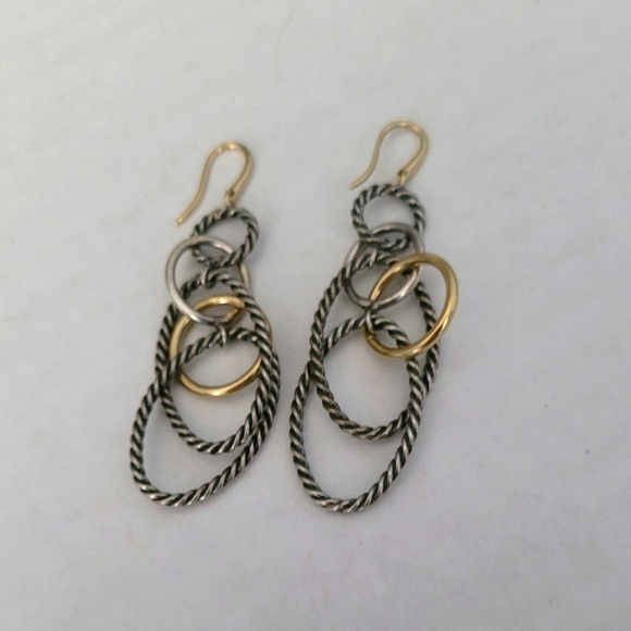 David Yurman Two-Tone Multi Links Drop Earrings - Picture 2 of 6